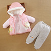 0一1岁女宝宝冬装外出加厚棉衣，袄三件套分体款，羽绒婴儿服外套装季