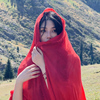 棉麻围巾女春秋薄款沙漠旅游穿搭复古红丝巾，百搭护颈保暖围脖披肩