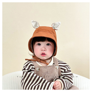 婴儿帽子长耳朵卡通可爱凹造型男女宝宝春夏季遮阳纯棉亲肤护耳帽