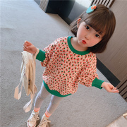 女童韩版卫衣2022春装儿童洋气休闲上衣童装宝宝豹纹套头长袖