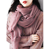 丰紫隅轻薄款简约纯色，舒适细腻人字纹纯羊绒，围巾女秋冬披肩