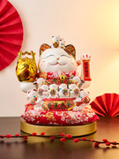 创意陶瓷招财猫摆件自动招手开业生意兴隆礼物入户家居客厅装饰品