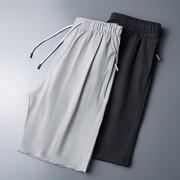 夏季休闲裤男短裤冰丝高弹力(高弹力)五分裤，男式运动速干裤潮口袋拉链中裤