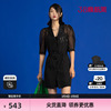 uti欧根纱泡泡袖仙女裙女时尚，两件式黑色连衣裙尤缇2023夏季