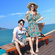 泰国普吉岛海边旅游超大码情侣装，夏装三亚爱琴海蜜月度假女沙滩裙