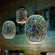 a1酒吧吊灯创意彩色3d玻璃甜品，咖啡美发服装店艺术工程吧台餐厅灯