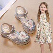 女童凉鞋2022夏季软底，真皮包头公主童鞋，女孩鞋宝宝儿童鞋子女