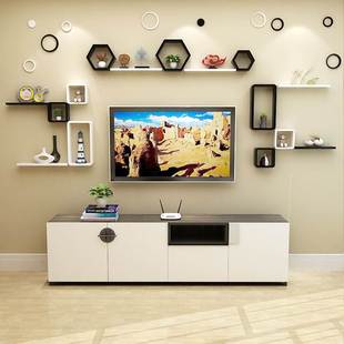 电视墙面置物架客厅影视背景墙房间，免打孔壁挂，柜墙上装饰创意格子