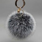13cm超大狐狸毛球包包挂件汽车钥匙扣，女可爱创意真毛绒书包挂饰品
