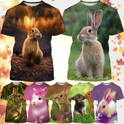 兔子图案系列3D印花款T恤Bunny pattern series 3D print T-shirt