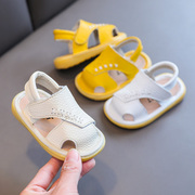 夏季真皮宝宝凉鞋男童软底防滑小童学步鞋包头0一1-2-3岁婴儿鞋女