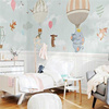 儿童房环保卡通动物热气球壁画背景墙纸壁布男孩卧室床头墙布壁纸