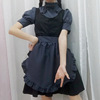 日本黑白色女仆装日常萝莉厨娘女佣可爱lolita连衣裙大码cos服