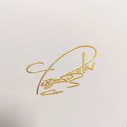 定制羽生金属签名贴纸文字logo不干胶分离金色转印标签做手机壳贴