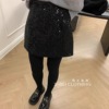黑色百搭韩版设计感亮晶晶亮片半身裙短裙，2023秋冬显瘦裙子潮