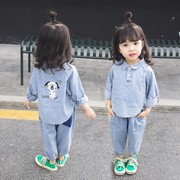 女童秋装牛仔套装1-2-3岁女宝宝4小童洋气休闲两件套时髦衣服