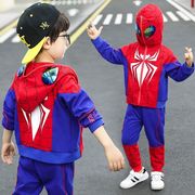 儿童蜘蛛侠衣服秋装四到五至六岁男童外套套装7卡通眼镜二件套8酷