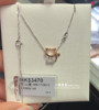 香港六福珠宝18k750玫瑰金白金猫咪一体套链钻石项链