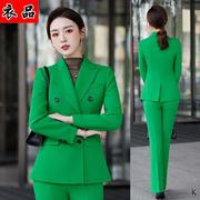 绿色西装外套女春秋，2023高级感气质，职业西服套装经理工作服