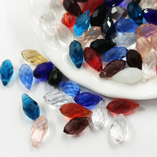 横孔水滴珠雨滴diy水晶玻璃，珠子散珠手工串珠材料，饰品配件6*12mm