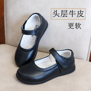 香港学生女童黑皮鞋公主，鞋真皮软皮头层牛皮，儿童演出礼服黑色单鞋