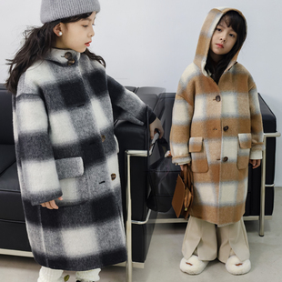 韩国童装2023儿童双面，羊绒呢子外套中长款男女童中长大衣