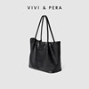 vivi&pera2021软皮单肩大包包，大容量休闲简约托特包黑色(包黑色)皱褶