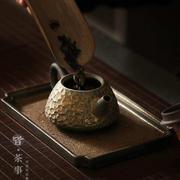 仿古鎏金茶壶单壶中式功夫茶具家用客厅小号泡茶壶单个粗陶泡茶器