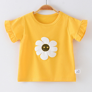 女童纯棉短袖t恤宝宝，夏季半袖上衣，1-2-3岁中小儿童打底衫夏装