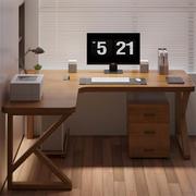 全实木7字型电脑桌靠墙转角书桌学生卧室l型学习桌书房拐角办公桌