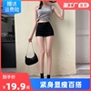 黑色高腰牛仔短裤女显瘦紧身包臀百搭a字，热裤外穿打底裤子