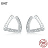 HFGT原创S925纯银几何三角形耳钉 简约时尚镀白金个性时尚耳环