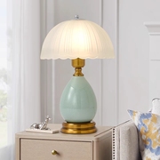 床头灯具装饰欧式美式复古简约现代陶瓷金属电镀，卧室家用结婚台灯