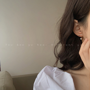 韩国东大门珍珠后挂式耳钉女2024高级感耳环精致独特气质耳饰