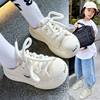 原创小众系带大头帆布鞋女2024春秋防滑儿童运动鞋学生小白鞋
