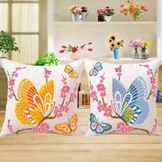 印花绣十字绣抱枕情侣，植物花草系列一对蝴蝶，枕套沙发抱枕汽车靠垫