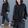 春秋2025新款韩版大码宽松机车服百搭立领皮衣单排扣开衫短外套女