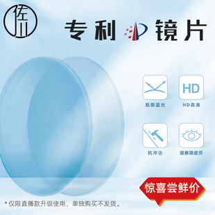 直播升级防蓝光专利，佐川超薄近视镜片，树脂非球面变色镜片