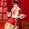 汉服女童冬季加绒加厚马甲，马面裙套装，两件套儿童中国风喜庆拜年服