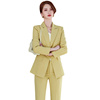 lx9585西装套装女时尚，简约女神范小西服，优雅ol韩版职业两件套黄色