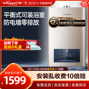 万和WE3平衡式燃气热水器家用卫生间天然气液化气12升恒温节能