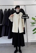 灰色系带显瘦双面羊绒，大衣女2024春季韩系慵懒风羊毛外套时尚