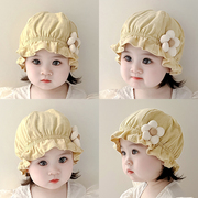 春秋款婴儿帽子时尚花朵，女宝宝胎帽小月龄新生儿遮阳帽儿童渔夫帽