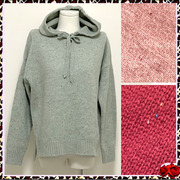 意大利奢侈品牌lp红粉绿三色，可选加厚结子纱山羊绒休闲连帽套衫