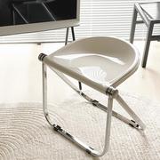 ins简约现代中古折叠凳，金属折叠椅设计师款餐椅韩国咖啡店椅子