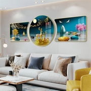 简约客厅装饰画电视背景墙画中式家和壁画水晶三联画异形挂画