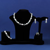 欧美婚礼奢华珍珠，项链女耳环首饰，满钻珍珠锆石四件套宴会