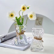 轻奢折纸玻璃花瓶ins风高颜值办公室创意钱袋水培插花桌上摆