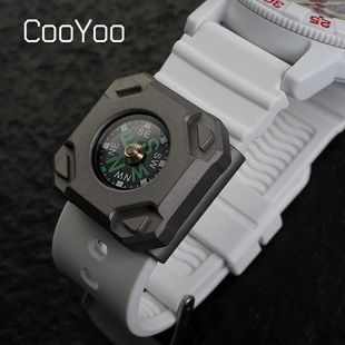 CooYoo酷友CPS-5表带式指北针钛合金EDC迷你夜光指南针罗盘腕表扣