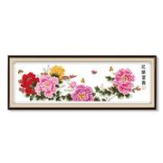 花开富贵满堂红花卉系列，2w023年线绣牡丹花图大幅客厅大气刺